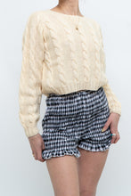 Load image into Gallery viewer, Vintage x Handmade Pale Yellow Cableknit Cropped Sweater (XS, S)