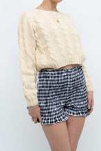 Load image into Gallery viewer, Vintage x Handmade Pale Yellow Cableknit Cropped Sweater (XS, S)