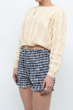 Load image into Gallery viewer, Vintage x Handmade Pale Yellow Cableknit Cropped Sweater (XS, S)