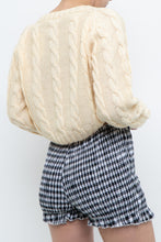 Load image into Gallery viewer, Vintage x Handmade Pale Yellow Cableknit Cropped Sweater (XS, S)