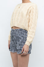 Load image into Gallery viewer, Vintage x Handmade Pale Yellow Cableknit Cropped Sweater (XS, S)