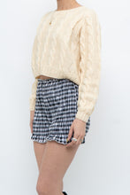 Load image into Gallery viewer, Vintage x Handmade Pale Yellow Cableknit Cropped Sweater (XS, S)