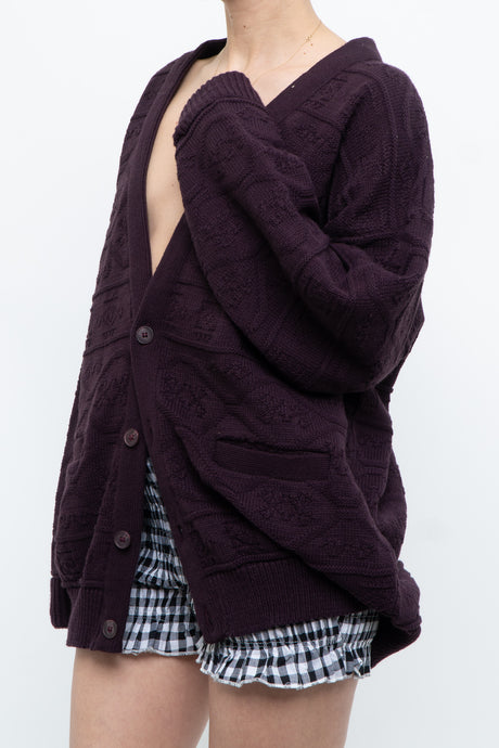 Vintage x Made in Canada x Dark Purple Knit Cardigan (S-L)
