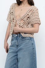 Load image into Gallery viewer, Vintage x Beige Knit Crochet Cardigan (XS-M)