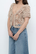 Load image into Gallery viewer, Vintage x Beige Knit Crochet Cardigan (XS-M)