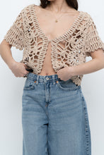 Load image into Gallery viewer, Vintage x Beige Knit Crochet Cardigan (XS-M)