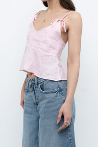 Modern x Pink Linen Cropped Pleated Top (S)