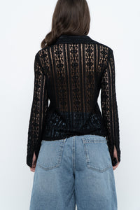 Vintage x Black Lace Buttonup (XS-M)