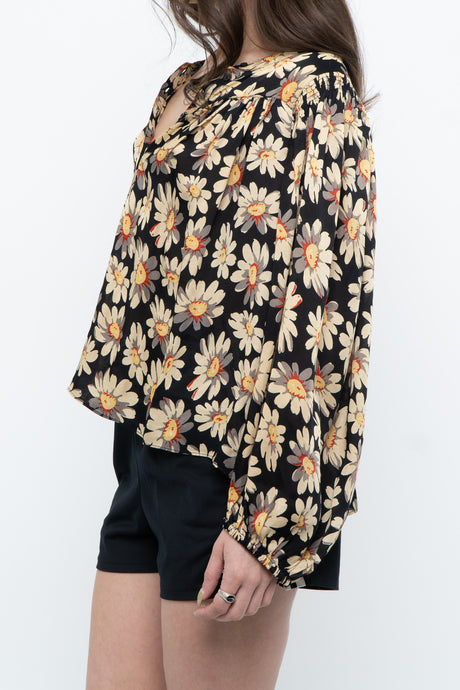 THE GREAT x Black Floral Babydoll Top (XS-M)