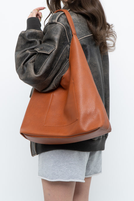 Modern x Deadstock Burnt Orange Faux Pebble Leather Slouch Purse