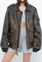 Load image into Gallery viewer, Vintage x LEVI&#39;S Brown Distressed Leather Bomber (S-L)