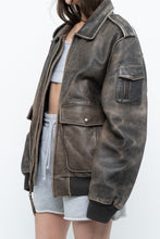Load image into Gallery viewer, Vintage x LEVI&#39;S Brown Distressed Leather Bomber (S-L)