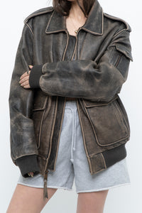 Vintage x LEVI'S Brown Distressed Leather Bomber (S-L)
