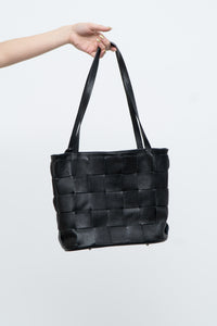 Vintage x Made in Italy x VIOLA CASTELLANI Woven Black Pebble Leather Purse