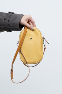 DIVINA FIRENZE x Yellow Pebble Leather Crossbody Purse
