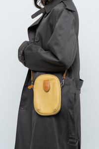 DIVINA FIRENZE x Yellow Pebble Leather Crossbody Purse