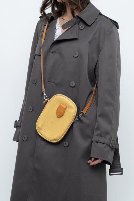 DIVINA FIRENZE x Yellow Pebble Leather Crossbody Purse