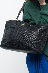 TORY BURCH x Woven Leather Oversized Purse