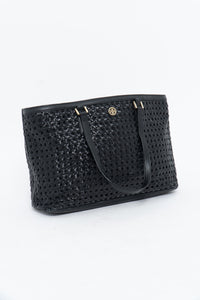 TORY BURCH x Woven Leather Oversized Purse