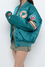 Load image into Gallery viewer, Vintage x Made in USA x MIAMI DOLPHINS 90s Starter Satin Bomber (S-L)
