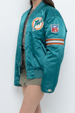 Load image into Gallery viewer, Vintage x Made in USA x MIAMI DOLPHINS 90s Starter Satin Bomber (S-L)