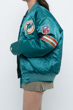 Load image into Gallery viewer, Vintage x Made in USA x MIAMI DOLPHINS 90s Starter Satin Bomber (S-L)