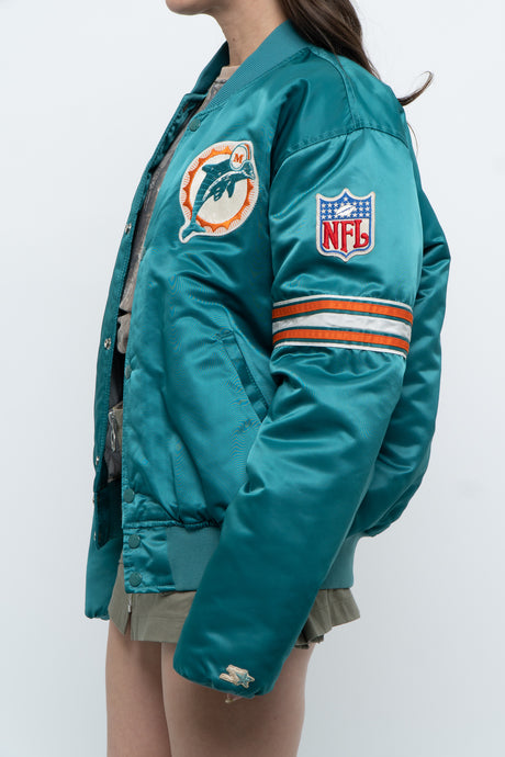 Vintage x Made in USA x MIAMI DOLPHINS 90s Starter Satin Bomber (S-L)