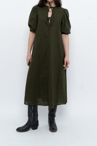 H&M x Dark Green Linen Dress (XS, S)