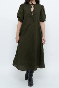 H&M x Dark Green Linen Dress (XS, S)