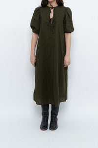 H&M x Dark Green Linen Dress (XS, S)