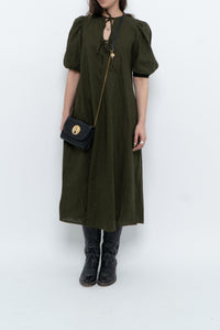 H&M x Dark Green Linen Dress (XS, S)