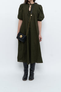 H&M x Dark Green Linen Dress (XS, S)
