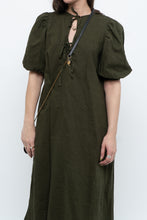 Load image into Gallery viewer, H&amp;M x Dark Green Linen Dress (XS, S)