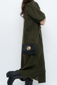 H&M x Dark Green Linen Dress (XS, S)