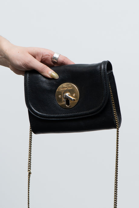 SEE BY CHLOE x Black Lois Leather Small Chain Purse