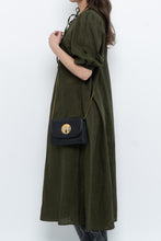 Load image into Gallery viewer, H&amp;M x Dark Green Linen Dress (XS, S)