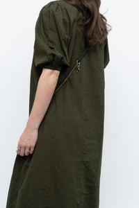 H&M x Dark Green Linen Dress (XS, S)