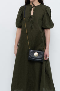 H&M x Dark Green Linen Dress (XS, S)