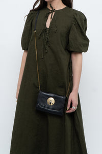 H&M x Dark Green Linen Dress (XS, S)