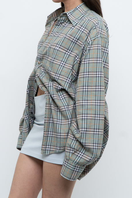 Vintage x BURBERRY Soft Teal Plaid Flannel (XS-XL)