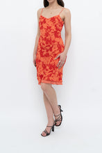Load image into Gallery viewer, Vintage x Made in Korea x Orange, Red Floral Midi Dress (XS)