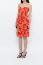 Load image into Gallery viewer, Vintage x Made in Korea x Orange, Red Floral Midi Dress (XS)