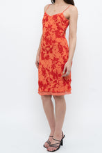 Load image into Gallery viewer, Vintage x Made in Korea x Orange, Red Floral Midi Dress (XS)