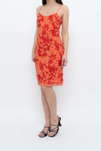 Load image into Gallery viewer, Vintage x Made in Korea x Orange, Red Floral Midi Dress (XS)