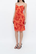 Load image into Gallery viewer, Vintage x Made in Korea x Orange, Red Floral Midi Dress (XS)