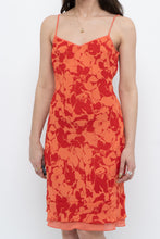 Load image into Gallery viewer, Vintage x Made in Korea x Orange, Red Floral Midi Dress (XS)