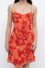 Load image into Gallery viewer, Vintage x Made in Korea x Orange, Red Floral Midi Dress (XS)