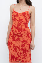 Load image into Gallery viewer, Vintage x Made in Korea x Orange, Red Floral Midi Dress (XS)