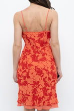 Load image into Gallery viewer, Vintage x Made in Korea x Orange, Red Floral Midi Dress (XS)
