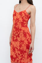 Load image into Gallery viewer, Vintage x Made in Korea x Orange, Red Floral Midi Dress (XS)